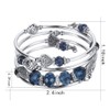 BULINLIN Crystal Beads Layered Bangle Bracelet, Silver Plated Metal Wrap