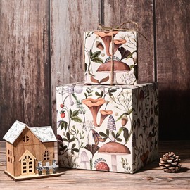 Altarho Mushroom Wrapping Paper Roll for Kids Adults - 17 Inch x 20 Feet - White Mushroom Woodland Plant Design Funny Gift Wrap for Birthday Spring Summer Holiday Christmas Total 28.5sq.ft