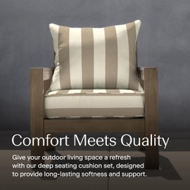 Honeycomb Outdoor Deep Seat, 24 x 23, Cabana Stripe Tan Chair Cushion for Patio Furniture