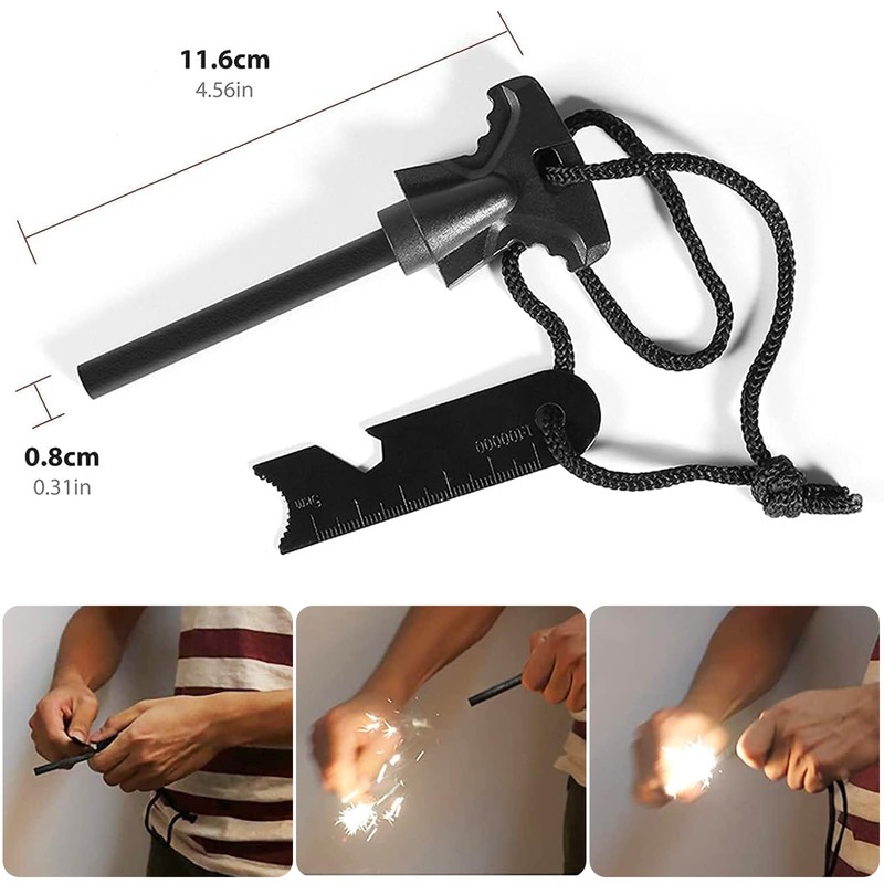 2 Pcs Survival Flint, Flint and Steel, Fire Starter Kit,