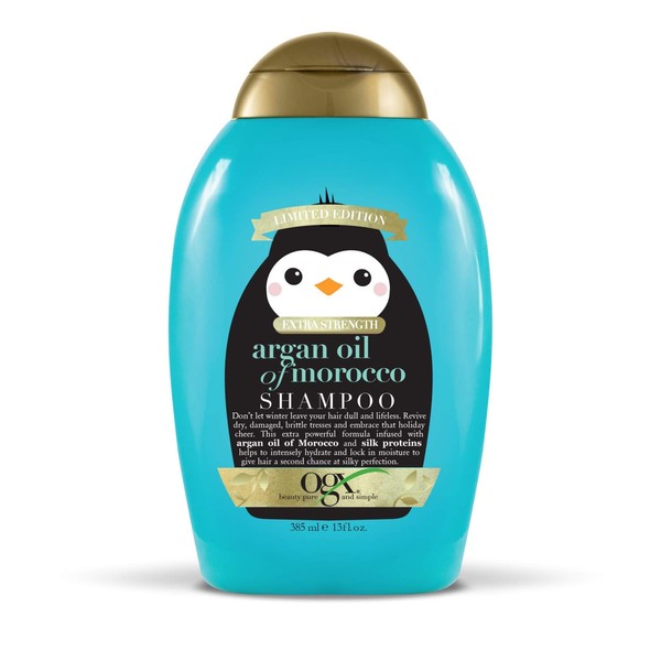OGX Holiday 2019 limited edition extra strength argan oil of morocco shampoo, blue and golden, 13 Fl Oz