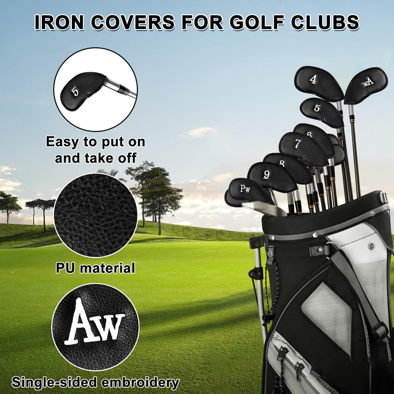 10‑Pack Golf Iron Head Covers, Fits Most Clubs Gift for