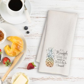 Mancheng-zi Inspirational Pineapple Kitchen Towels, Pineapple Dish Towels for Kitchen, Be a Pineapple Stand Tall Wear a Crown Decorative Hand Towels for Bathroom, 16x24 Inch