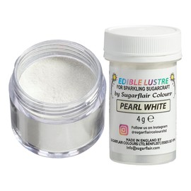 Sugarflair Pearl White Edible Lustre Dust, Add a Lustrous Shine to Cakes or Decorations. Brush On or Add Rejuvenator to Create Eye-Catching Edible Paint, Gives Shine to Your Bakes - 4g