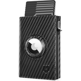 DODENSHA Airtag Wallet, Genuine Leather Pop Up Wallet for 10+ Cards, Mens Wallet with RFID Protection, Smart Airtag Wallet Card Holder Wallet for Men, Coin Pocket & Magnetic Closure(Excluding AIRTAG)