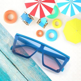 FEISEDY Flat Top Sunglasses Child Cool Rimless Glasses Square for Boys and Girls 2-7 Years with UV400 Protection B4061, blue