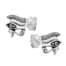 AeraVida Mystical Eye of Horus in a Pyramid .925 Sterling Silver Stud Earrings | Mystical Earrings for Women | Fashion Jewelry