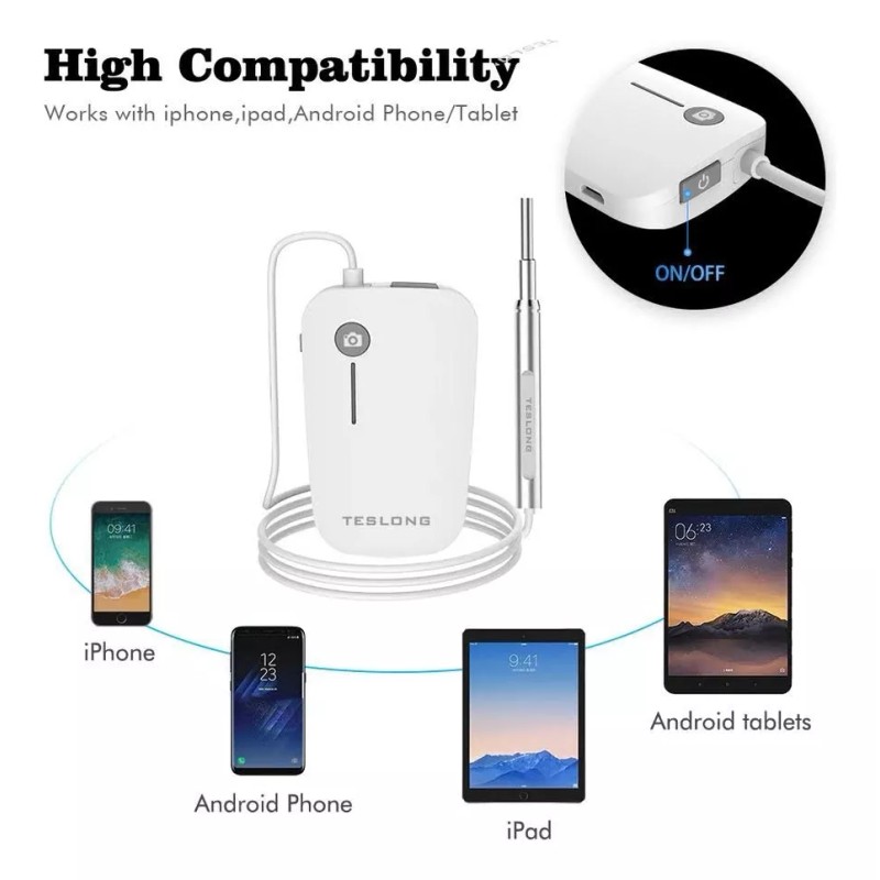 Teslong Otoscopio Digital Recargable Con Wifi Integrado. Ios Android