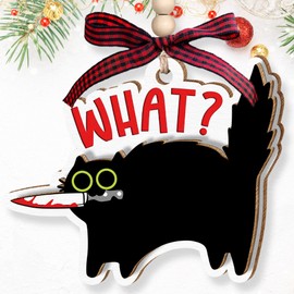 Black Cat Ornaments for Christmas Tree - Cat Ornaments for Christmas Tree, Cat Christmas Ornaments - Black Cat Christmas Ornament - Black Cat Gifts for Women - Black Cat Ornament - Wood Ornament
