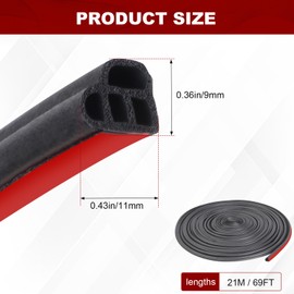 Storystore Car Weather Stripping, 69FT Self Adhesive Double Layer Car Door Seal Strip, Universal Automotive Soundproofing Weather Stripping for Car RV Truck Doors, Hood Cover