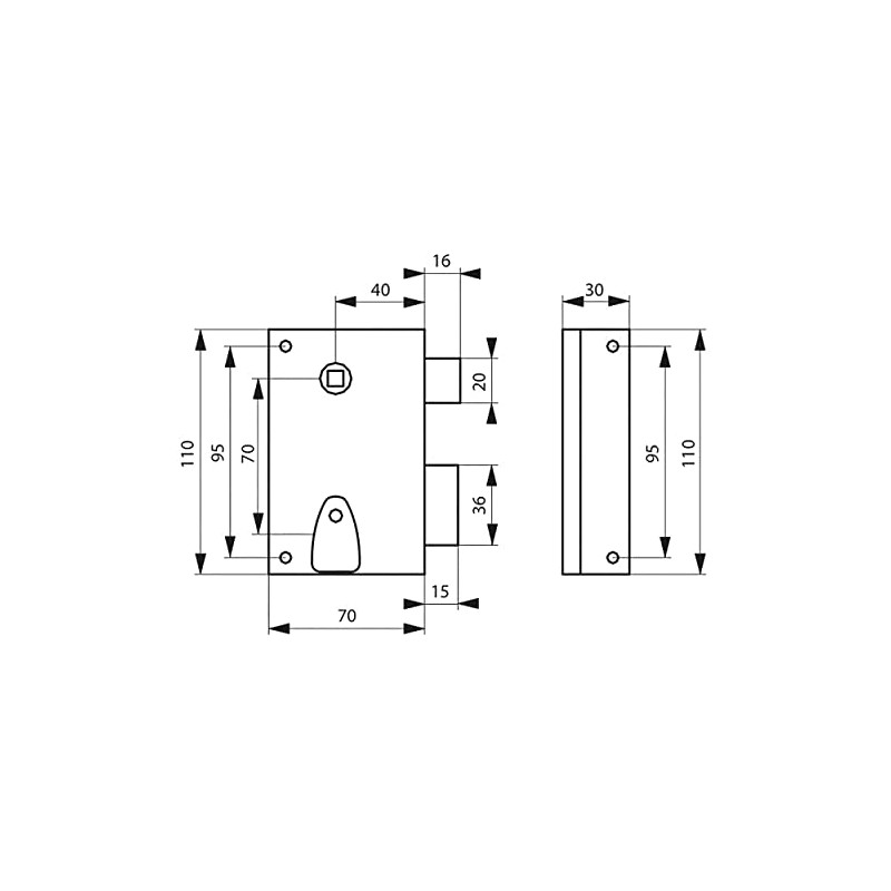 Vertical Deadbolt Lock 1/2 T Tirard Black Straight Section 7