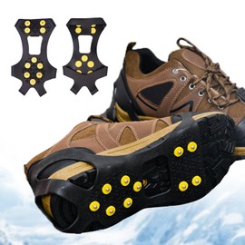 SIGANDG Crampons, Spikes for Shoes, Crampons for Mountain Shoes, Outdoor Non-Slip Crampons for Men and Women with 10 Stainless Steel Teeth Spike (L)