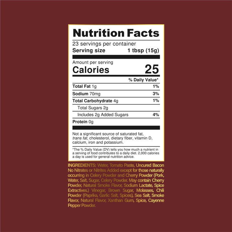 Baconic BBQ Sauce with Real Bacon Bits – Low Sugar,
