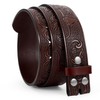 LEACOOLKEY Western Leather Belt Strap for Men Cowboy Belts without