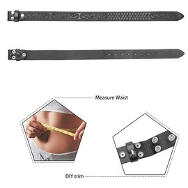 MUGANYI Western Cowboy PU Leather Belt - No Buckle Women Waist Strap Bull Decoration Floral Engraved 27" to 36" Waist, Black, for 33-36" waist