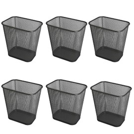 YBM HOME Mesh Wastebasket Trash Can for Home and Office Workspace, Metal Office Trash Can Rectangular-Shaped, 3.5 Gallon (6 Pack), Black 1103s
