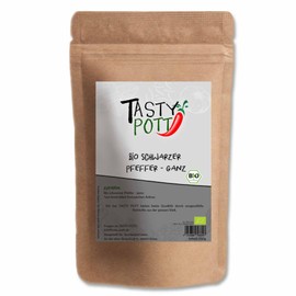 Tasty Pott Organic Black Pepper 30 g Bag | Cooking & Seasoning | Roasting & Marinating | Marinade Steak Grill BBQ | Vegetable Enjoyment Taste