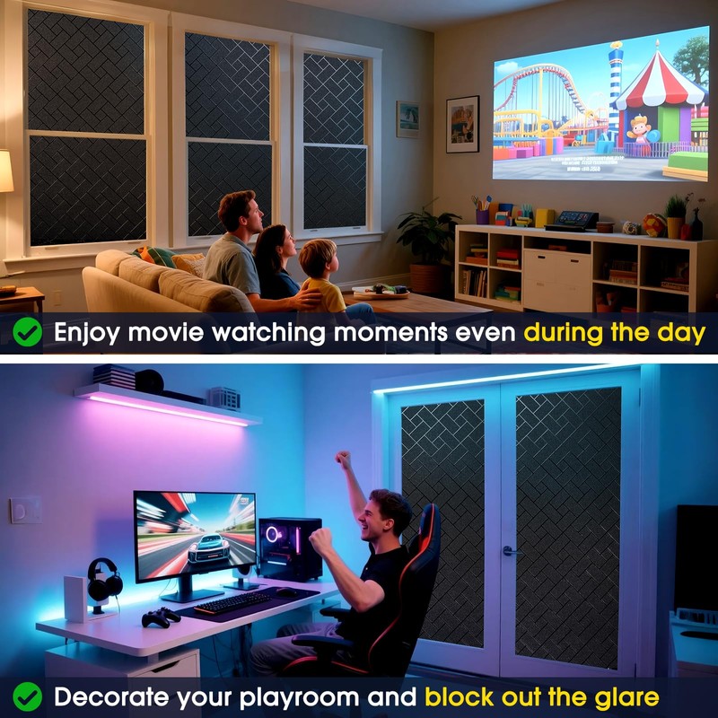 Coavas Blackout Window Film, 100% Sun Blocking & Darkening Privacy