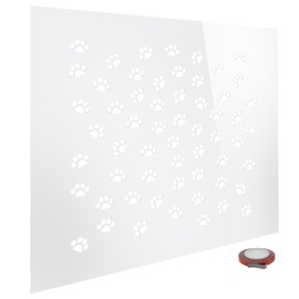 RecPro RV Screen Door Protector (Plastic) | 27”x24” | Trim to Fit | Peel and Stick | Installation Kit Included | Paw Print Design | Made in USA