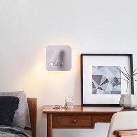 AIRTWESD Wall Wash Light White Bed LED with Interior Wall Adjustable Spotlight Reading lamp Wall lamp for Hallway Bedroom Stairs Hotels Indoor Bedside Lamp 3000K (3W + 10W)