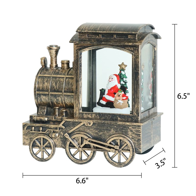 DRomance Music Snow Globe Train Lantern with Music and Timer,