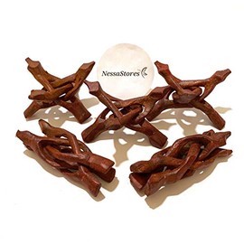 NESSASTORES - Carved Tripod Wood Stand Holder 4" #JC-045 (12 pcs)