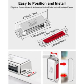 Magnetic Door Catch Heavy Duty Jiayi 4 Pack Cupboard Door Magnet 30KG Pull Stainless Steel Strong Wardrobe Door Magnetic Catch Powerful Door Magnet Latch for Kitchen Cabinet Door Closer Magnet Closure
