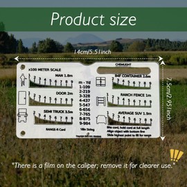 Range Finder Card, Versatile Rangefinder for Hunting, Hunt-R Card, 900m Measurement Slide Rule Tool with 6 Reticles, Suitable for People, Doors, Trucks, Ranches, Fences, and IMF Containers