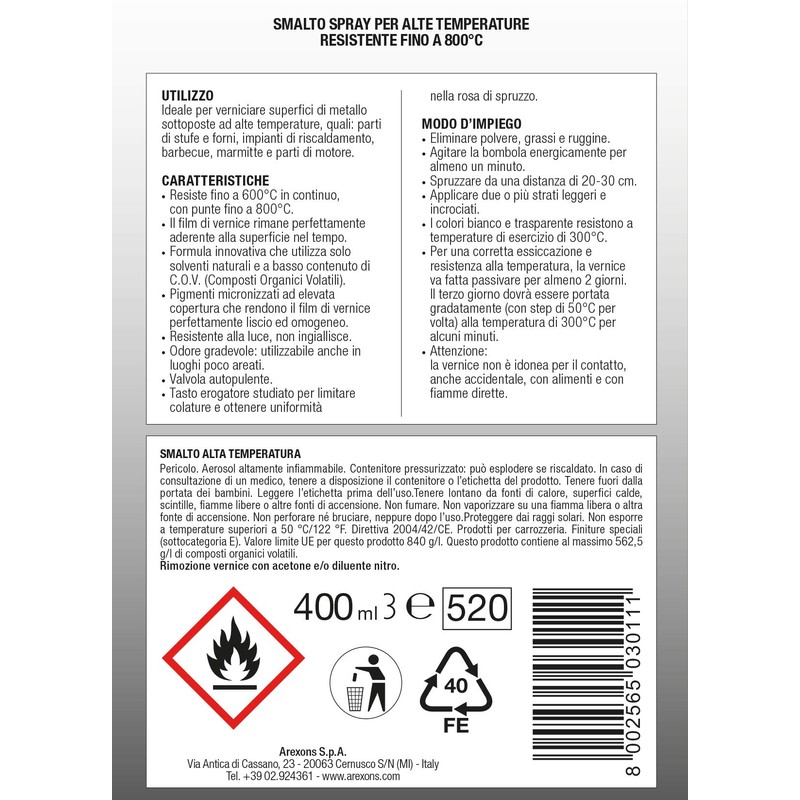 SMALTO 100% ACRILICO ALTA TEMPERATURA
