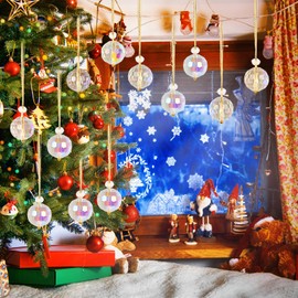 LACGO 12 Pcs Crystal Christmas Tree Ornaments, Prism Ball Christmas Tree Decorations, 22 mm Crystal Ball Suncatcher Hanging Ornaments for Wedding Party Windows Xmas Tree Decorations(Clear, Ball)