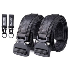 Mozeto Tactical Belt, Unisex Military Belt with Quick Release Metal Buckle. Nylon Belt for Outdoor, Work, Military, Leisure, Hunting - Black + Black New