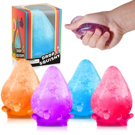 Fidget Toys Stress Cube 4ps, Cube Squishies Anxiety Stress Relief, Ice Squishy Stress Cube-Drop Malt Sugar Balls, Sensory Toys for Kids with Autism, Fidgets for Classroom Prize Toys, Calming Toys