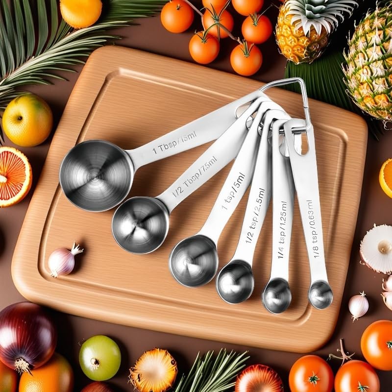 Zhenghebuy Measuring Spoons,6 Pcs Stainless Steel Measuring Sets,Scale Tablespoon for