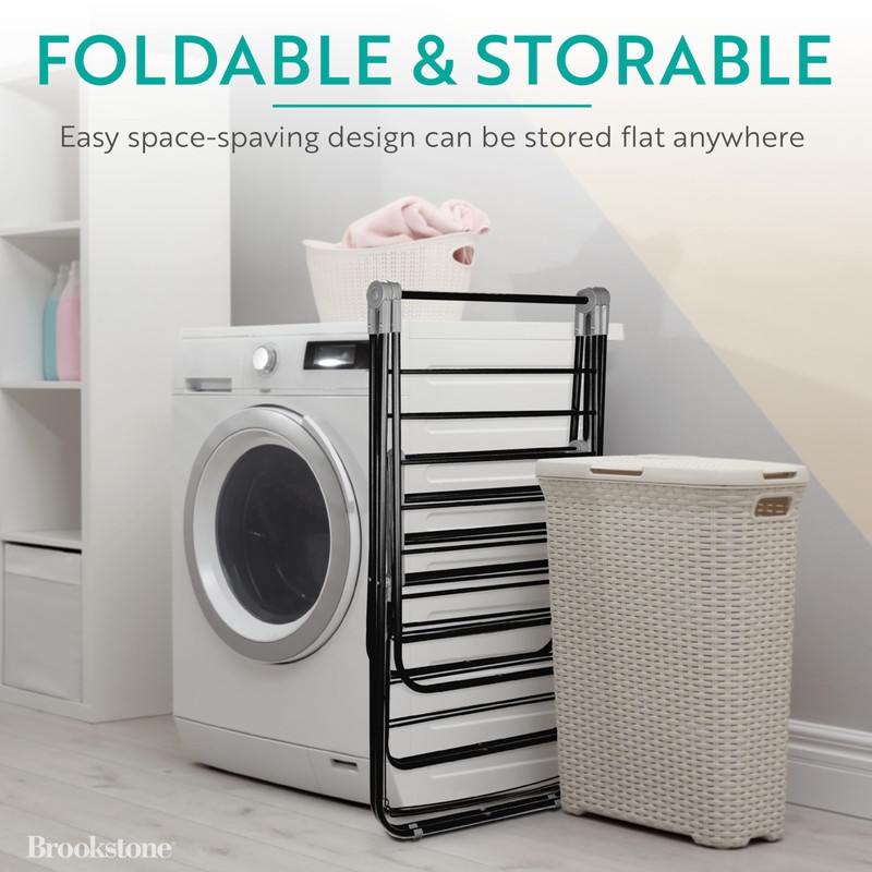 Brookstone 2 Tier Folding Rack – Indoor/Outdoor Collapsible Clothes Dryer
