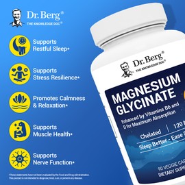 Dr. Berg Magnesium Glycinate (4X Lab-Tested & Verified) - USA Formulated Chelated Magnesium Glycinate for Stress Relief, Relaxation & Good Sleep* - Magnesium Supplement Capsule - 90 Capsules