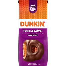 Dunkin' Turtle Love Flavored Dark Roast Ground Coffee, 11 Ounce (Pack of 6)