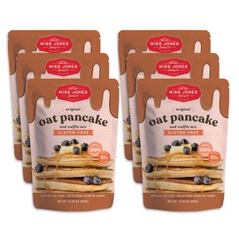 Miss Jones Baking Original Oat Pancake and Waffle Mix - Made with Oat Flour, Gluten Free, 10g of Protein, 100% Whole Grains,13.99 Ounce (Pack of 6)