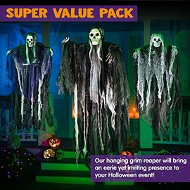 Joyin - Juego de 3 fantasmas colgantes de esqueleto de Halloween para la mejor decoración de Halloween