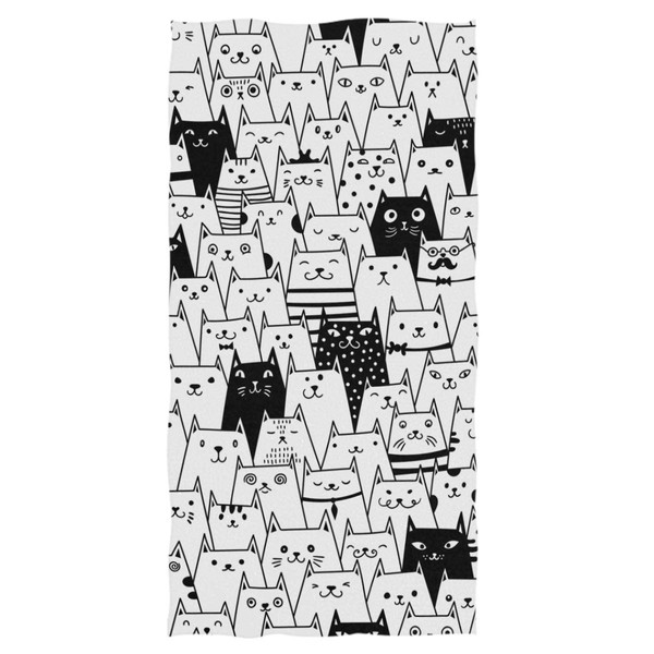 Naanle Cute Cartoon Black White Cats Pattern Soft Guest Hand