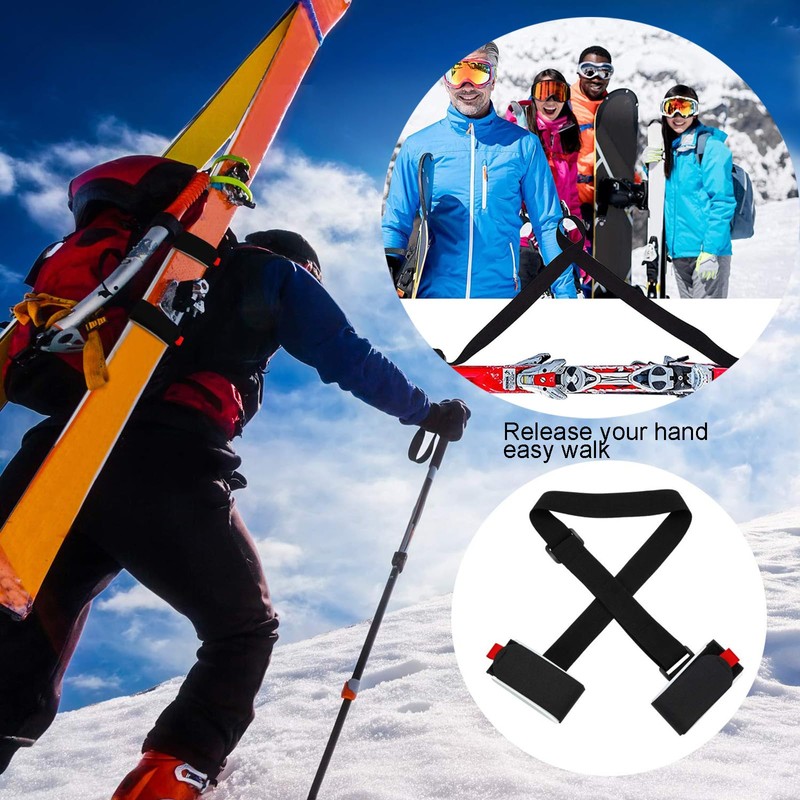2 Pack Ski Carrier Straps Adjustable Shoulder with Cushioned Ski