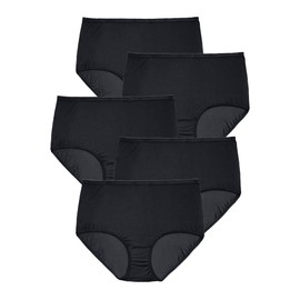 Comfort Choice Women's Plus Size Full Coverage Nylon Brief 5-Pack - 7, Black Pack
