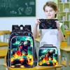 KLFVB 3PCS Dinosaur Bookbag for Boys Set, Water Resistant 16