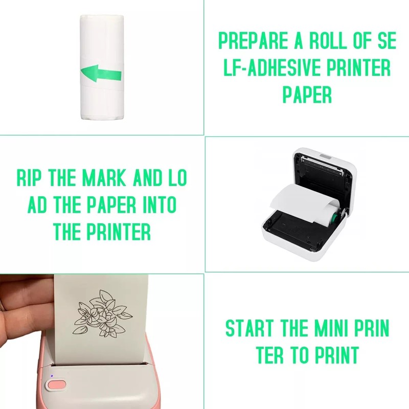 Kanimus 10 Rollos Mini Autoadhesivo Papel De Impresora, 57 X