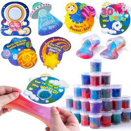JOYIN 30 Pack Valentines Day Gift Cards with Galaxy Slime Stress Relief Fidget Toy for Kids Party Favor, Classroom Exchange Prizes, Valentine Party Favors, Valentine’s Greeting Cards