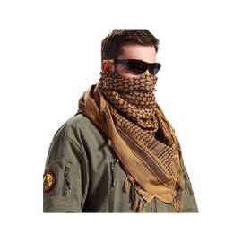 Cotton Shemagh Tactical Desert Keffiyeh Scarf Arab Sun Hat Wrap Soft SAS Army Military Heack Neck Mask Scarf (Mocha)