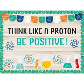 Janlaugh 51 Pcs Science Bulletin Board Decorations Set Think Like a Proton Classroom Decor Chemistry Lab Apparatus Paper Cutouts for Back to School Classroom Chalkboard Home Office Wall Decoration