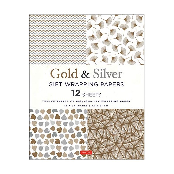Gold & Silver Gift Wrapping Papers 12 Sheets: High-Quality 18