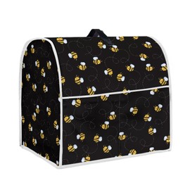 TOADDMOS Honey Bee Black Stand Mixer Dust Cover with Pockets,Kitchen Mixer Cover Compatible with 4.5-5 Quarts,Stand Mixer Dust Cover,Kitchen Aid Mixer Accessories