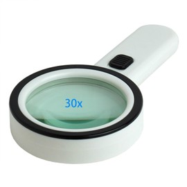 TMANGO Magnifying Glass with Light, 30X Handheld Large Magnifying Glass 12 LED Lighted Magnifier for Macular Degeneration, Seniors Reading, Soldering, Inspection, Coins, Jewelry, Exploring