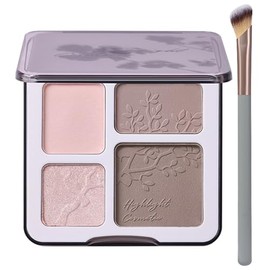 Paleta de Iluminador y Contorno para Cara, Polvo Compacto Prensado de Larga Duración, Acabado Mate Sutil y Brillante, Maquillaje para Piel Tono Frío